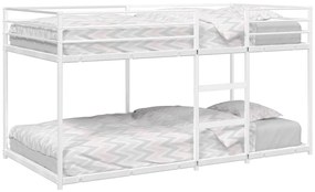 vidaXL Pat supraetajat fără saltea alb 90x190 cm oțel