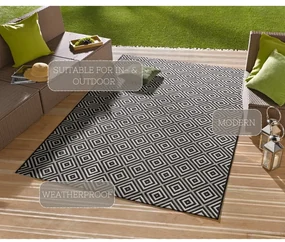 Covor de exterior NORTHRUGS Karo, 140 x 200 cm, negru-alb