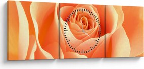 Tablou - Imaginea- Trandafiri, culoarea caisei (cu ceas) (90x30 cm)