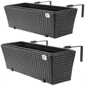 Deuba Ghiveci Polyrattan negru 2 buc