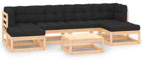 3083885 vidaXL Set mobilier de grădină cu perne, 7 piese, lemn masiv de pin