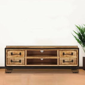 Comoda TV cu sertare, 120 x 30 x 40 cm, lemn masiv de mango