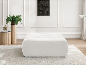 Taburet alb cu tapițerie din țesătură bouclé Azra – Bobochic Paris