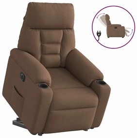 vidaXL Fotoliu electric rabatabil cu ridicare, maro, textil