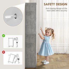 HOMCOM Scarpieră Economisitoare de Spațiu Modernă cu 4 Ante pentru 16 Perechi de Pantofi, 62.5x26x156 cm, Gri Ciment | Aosom Romania