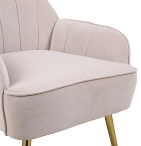 Fotoliu de salon modern din catifea, Design ergonomic, Bej