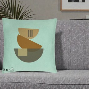 Perna Decorativa Geometric Bauhaus Boluri Portocaliu, 40x40 cm, Verde Menta, Husa Detasabila, Perna Inclusa, BEKZ®