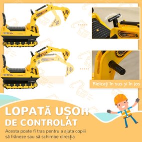 Excavator de jucarie pentru copii HOMCOM, 78x24x58,5cm, galben | Aosom Romania