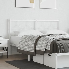 376310 vidaXL Tăblie de pat metalică, alb, 160 cm