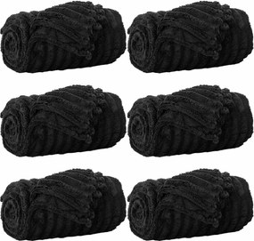 vidaXL Pături de aruncat 6 pcs Negru 200 x 150 cm Molton