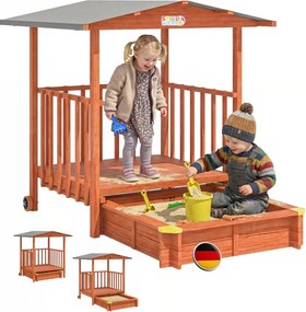 Sandpit pentru copii Merle cu protecție UV și verandă de joacă acoperită