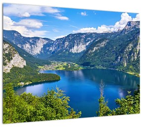 Tablou pe sticlă - Lacul Hallstatt, Hallstatt, Austria (70x50 cm)