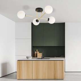 Lustră pe tijă MAGNUM 4xE14/10W/230V alb/auriu/negru