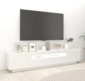 Comoda TV cu lumini LED, alb extralucios, 200x35x40 cm 1, Alb foarte lucios