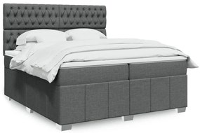 vidaXL Pat box spring cu saltea, gri închis, 200x200 cm, textil