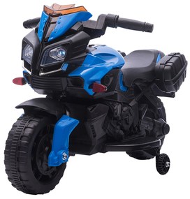 HOMCOM Motocicleta Electrica pentru Copii 18-48 Luni cu Faruri si Claxon, Viteza 3km/h, Motocicleta pentru Copii, Albastru