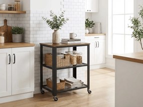 Masuta de depozitare pe rotile TAYLOR 60x40 cm, rustic maro