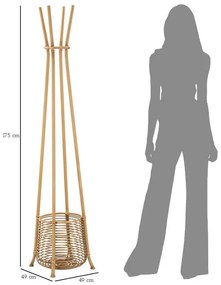 Stativ cuier cu suport umbrele finisaj natural din ratan, ∅ 49 cm, Panama Mauro Ferretti