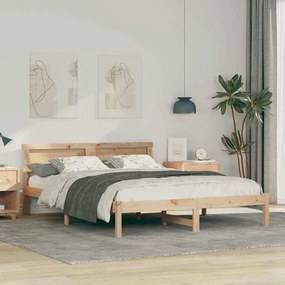 vidaXL Cadru de pat cu headboard Maro 140 x 200 cm Lemn masiv de pin