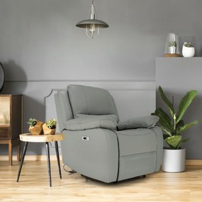 Fotoliu de relaxare, piele / piele ecologică gri VIVAN