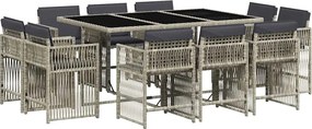vidaXL Set mobilier de grădină cu perne 11 piese gri deschis poliratan