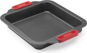 Tava de copt Lekue 1009437, 20x20 cm, Acoperire ceramica antiaderentă, Otel carbon, +4°C / +240°C, Negru/rosu