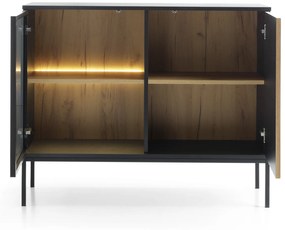 Vitrină Silvano K104 (Negru + Stejar wotan) (cu iluminat LED). 1062585