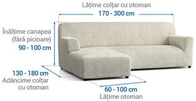 Huse bielastice COSTINA smântânii canapea cu otoman stânga (l. 170 - 300 cm)