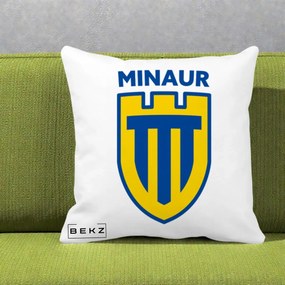 Perna Personalizata Minaur Baia Mare Fotbal, 40x40 cm, Alba Mata, Husa Detasabila, Perna Inclusa, BEKZ®
