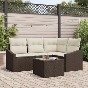 vidaXL Set de canapele pentru grădină 5 pcs Maro Rattan poli