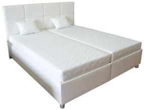 Pat matrimonial 160 cm Albatros (alb) (cu somiere și saltele). 774276