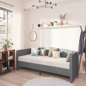 337204 vidaXL Pat de zi, gri deschis, 90x200 cm, catifea, USB