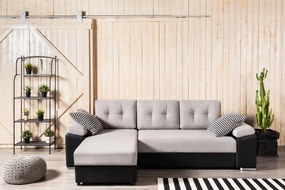 Coltar Extensibil MILANO, sezlong interschimbabil, cu lada de depozitare, 265x160x85 cm, Bej/Negru