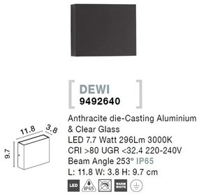 Aplica LED de perete pentru iluminat exterior IP65 DEWI