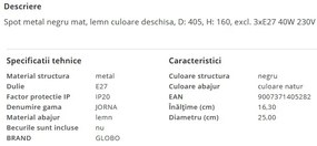 Plafoniera lemn cu 3 spoturi orientabile JORNA
