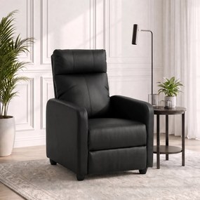 HOMCOM Fotoliu Relax Reclinabil Manual 155° cu Suport pentru Picioare din piele ecologică PU, pentru Living și Dormitor, Negru | Aosom Romania