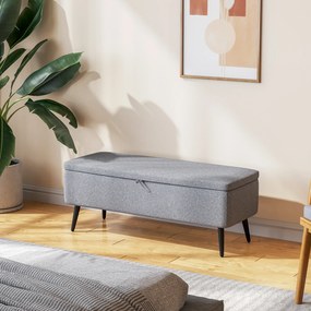 HOMCOM Banca de Depozitare Acoperita cu Tesatura cu Efect de Catifea, Banca de Pat Captusita, 101x38.5x44.5 cm, Gri