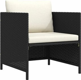 vidaXL Canapea de grădină cu perne, negru, poliratan