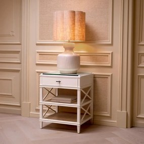 Veioza, Lampa de masa LUX, Ceramica, Alb, Lorena