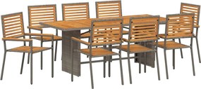 vidaXL Set de masă pentru grădină 9 pcs Gri și Brown poliratan