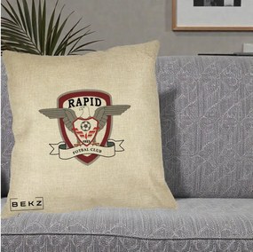 Perna Personalizata Rapid Fotbal Club 1923, 40x40 cm, Crem, Husa Detasabila, Perna Inclusa, BEKZ®