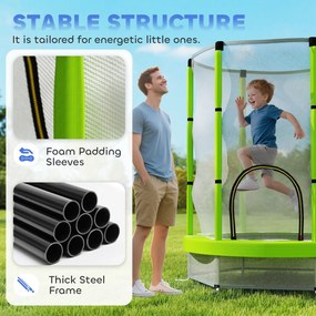 AIYAPLAY Trambulină pentru Copii 3-6 Ani cu Plasă de Siguranță, Փ140x190 cm, Verde | Aosom Romania