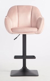 HR12055KW Scaun Roz Pudra din Catifea cu Bază Neagră