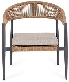 Scaun de gradina din aluminiu, cu perna detasabila, antracit / maro, Jandia Bizzotto