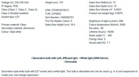 Bec decorativ Deco E27 G125 Dimabil