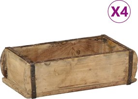 vidaXL Tavă 4 pcs Maro 30 x 15 x 9 cm Lemn recuperat masiv