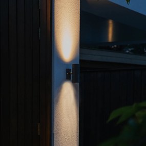 Lampă de perete exterioară neagră cu 2 lumini IP44 - Duo