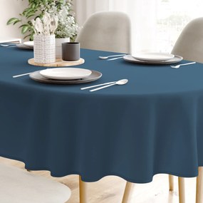 Goldea față de masă 100% bumbac albastru marin - ovală 140 x 180 cm