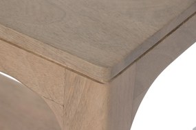 Consolă hol în stil etnic, din lemn de mango, natur, cu raft, bază plină și deschideri cu colțuri rotunjite, 77,2 x 116,4 x 35 cm, „Meyrargues”