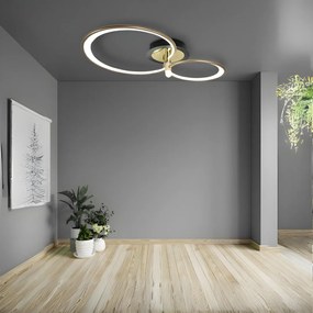 Lustra LED Maddy, Cu Telecomanda, 3 Tipuri De Lumina, Intensitate Reglabila, 53W, Negru/Auriu